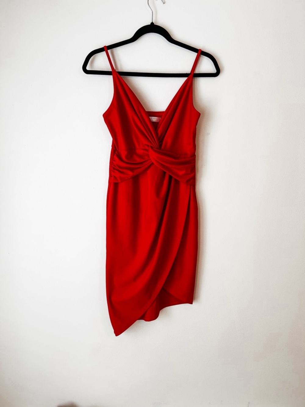 Hello Molly Red Twist-Front Spaghetti Strap Dress
